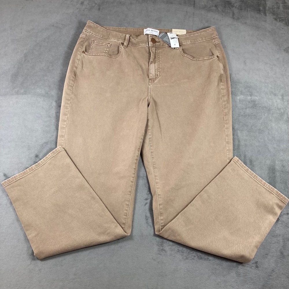 Lane Bryant Signature Straight Jeans High Rise Tan Khaki Sz 18 NWT